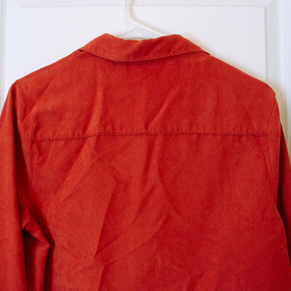Western VTG Faux Suede Shirt Pumpkin Rick Rack Autumn M Petite | True Autumn - Picture 6 of 10